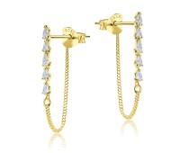 Shiny CZ with Chain Stud Earrings STC-209-GP